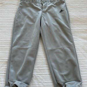 Adidas Gray Softball Pants with Elastic and Adjustable Waistband